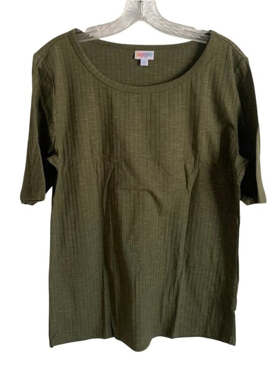 Tops - Womens XL Hunter Green Scoop Neck Ribbed Tee T Shirt